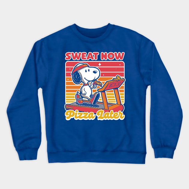 Beagle Dog Pizza Exercise - Funny Vintage Gift Crewneck Sweatshirt by Studio Mootant